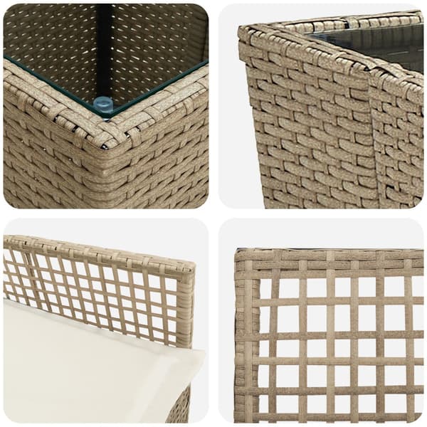 Trädgårds Bistro Set 3 pcs Beige konstrotting
