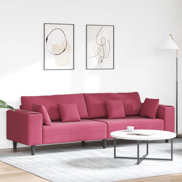 Soffa Vinröd 250 x 77 x 76 cm Sammet