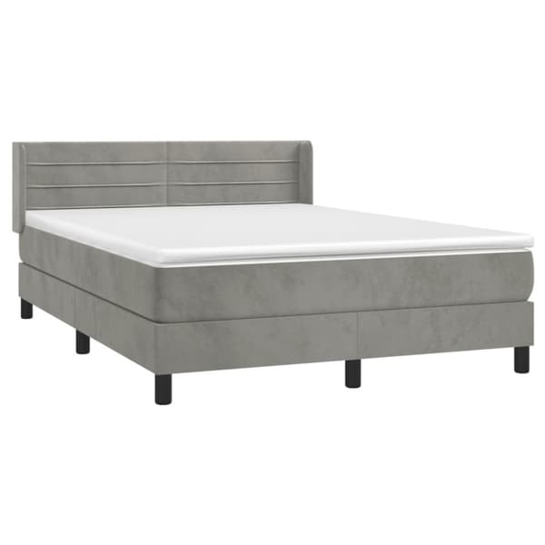 Ramsäng med madrass ljusgrå 140x190 cm sammet