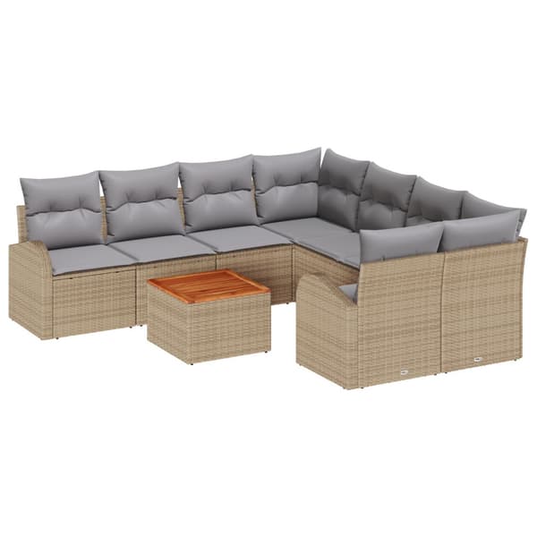 Trädgårdsoffset 9 pcs Beige och Ljusgrå konstrotting