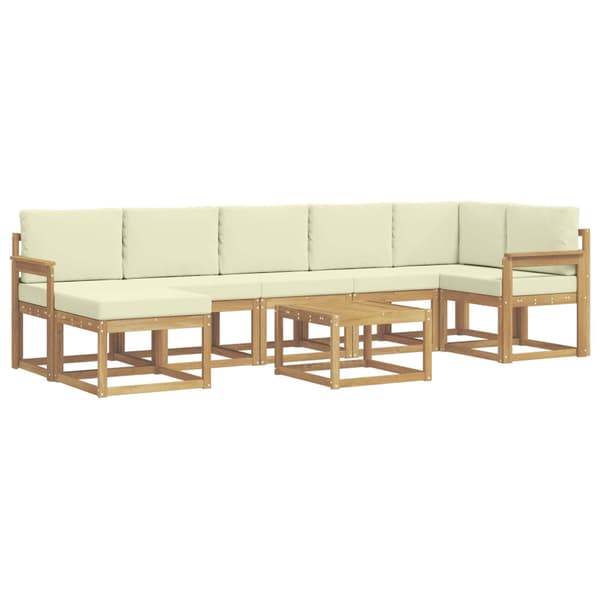 Utomhussoffset med kudde 8 pcs Vit och grädde Polyester