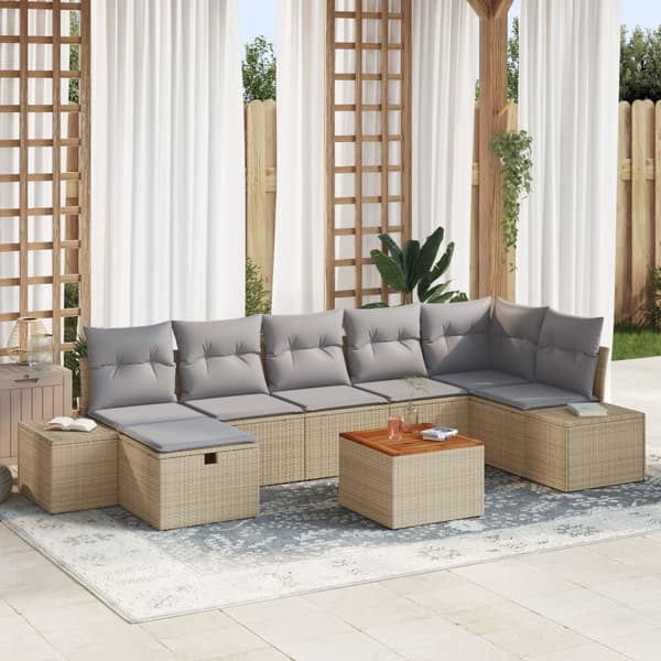 Trädgårdsoffset 8 st Beige Poly rattan