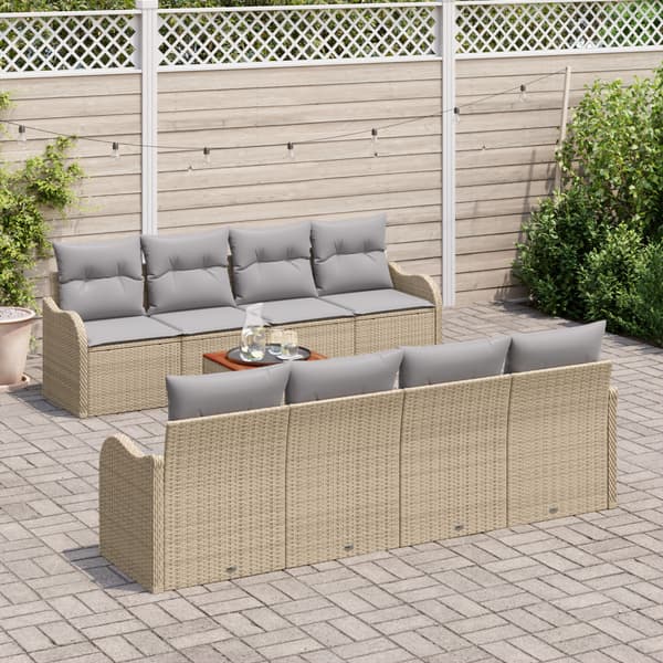 Trädgårdsoffset 9 pcs Beige och Ljusgrå konstrotting
