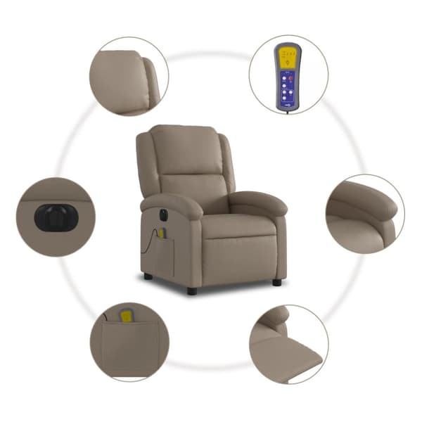 Elektrisk massagefåtölj cappuccino konstläder