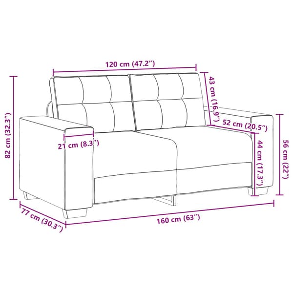 Soffa 2 st Rosa Sammet