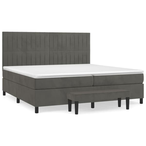 Ramsäng med madrass mörkgrå 200x200 cm sammet