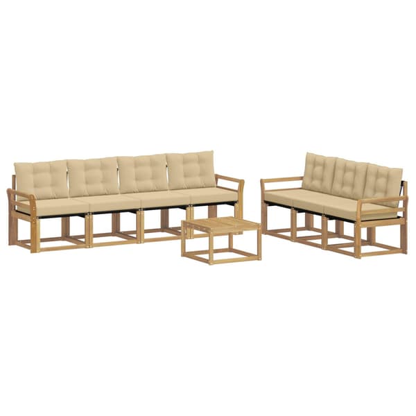 Utomhussoffset med kudde 8 pcs Vit och Beige