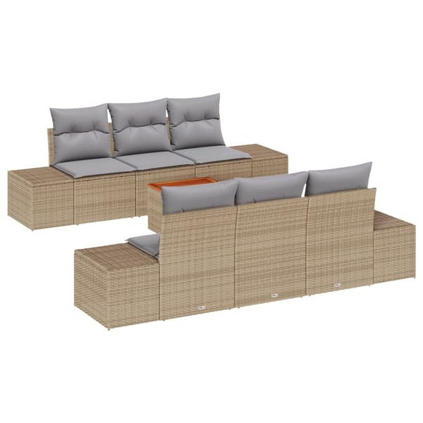 Trädgårdsoffset med kudde 7 pcs Beige konstrotting