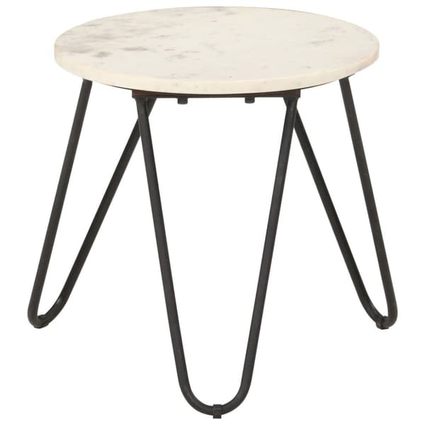 Soffbord vit 40x40x40 cm äkta sten med marmorstruktur
