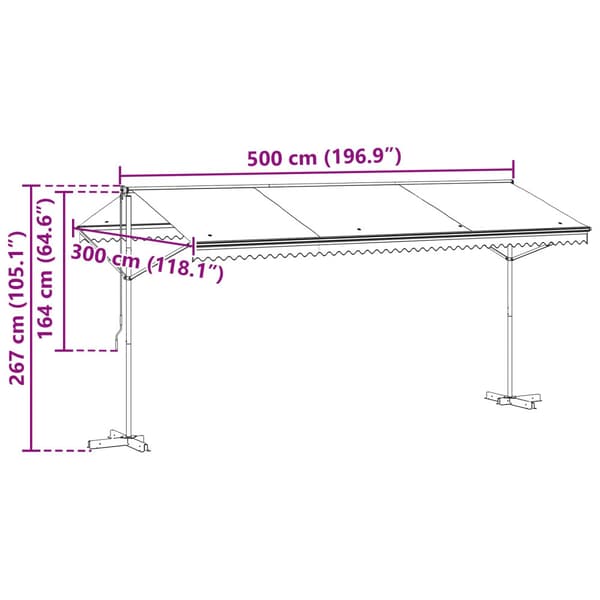 Fristående markis Antracit 5 x 3 m Polyester