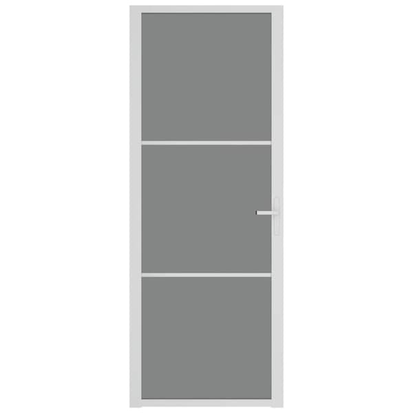 Innerdörr 76x201,5 cm vit ESG-glas och aluminium