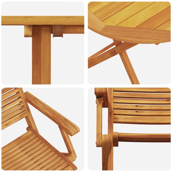 Fällbart bistroset 3 pcs Brun Massivt Akaciaträ