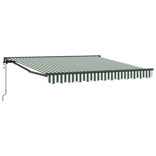 Markisram Grön och Vit 300 x 250 cm Polyester med PU-beläggning