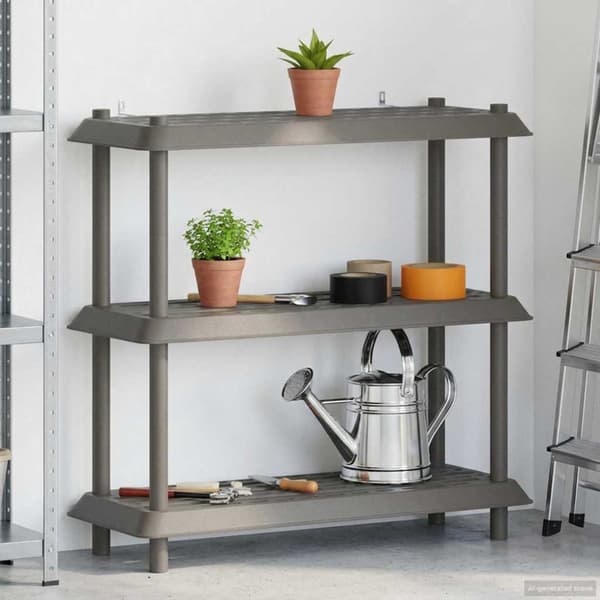 Hyllsystem 3 nivåer 100 x 40 x 96 cm PP Ljusgrå