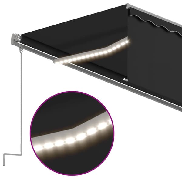 Automatiserad markis rullgardin vindsensor LED 5x3m antracit