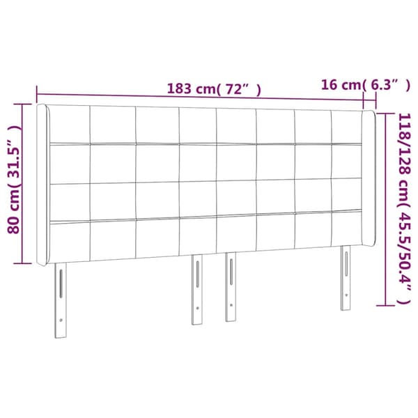 Sänggavel LED mörkgrön 183x16x118/128 cm sammet
