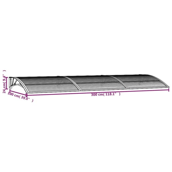 Entrétak grå 300x100 cm polykarbonat