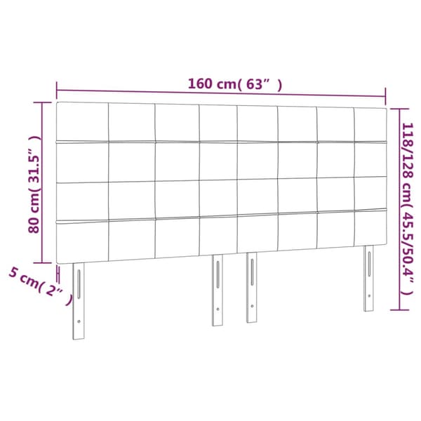 Sänggavel LED ljusgrå 160x5x118/128 cm tyg