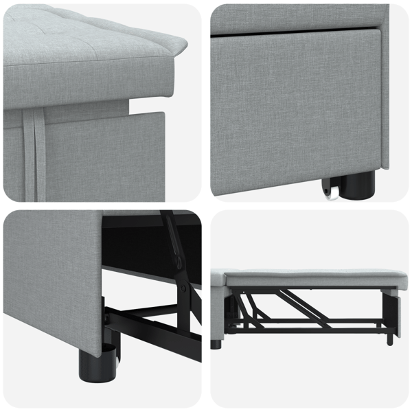 Pull Out Sofa Bed Ljusgrå 194 x 50 x 82 cm tyg