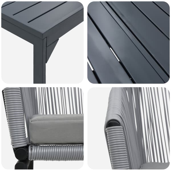 Trädgårdsmöbelset 7 pcs Grå konstrotting