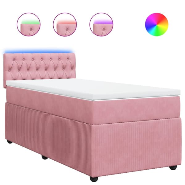 Ramsäng med madrass rosa 90x190 cm sammet