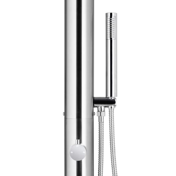 Trädgårdsdusch med grått golv 230 cm rostfritt stål