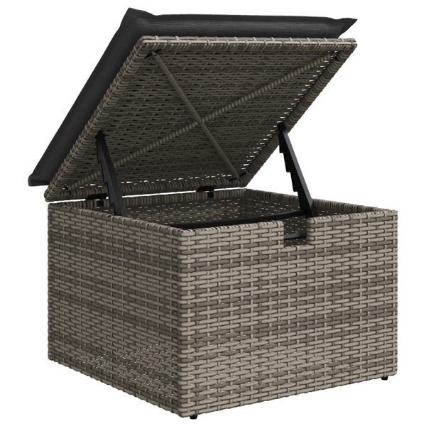 Trädgårdsoffset med kudde 5 pcs Grå Poly rattan
