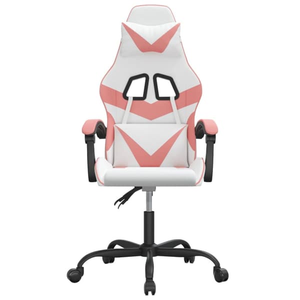 Gamingstol vit och rosa konstläder