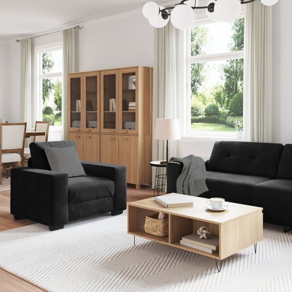 Soffset 3 st Svart Sammet