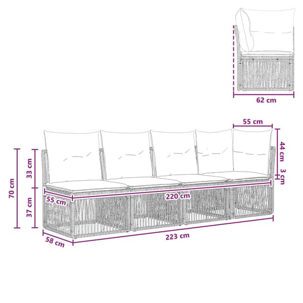 4-sits soffa med vänster arm 4 pcs 4-Antal sittplatser Grå