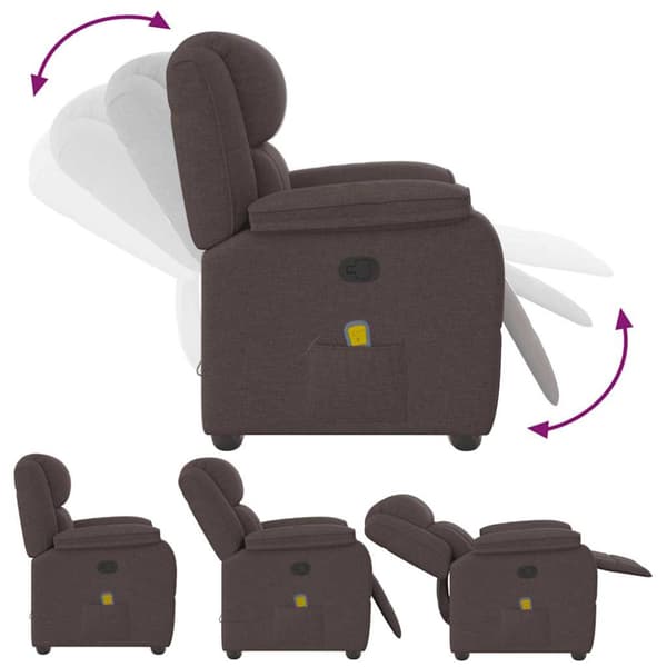Massagefåtölj mörkbrun tyg