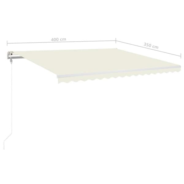 Automatisk markis med vindsensor & LED 400x350 cm gräddvit