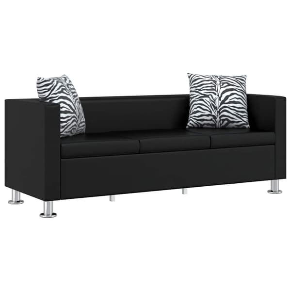 Soffa 3-sits konstläder svart