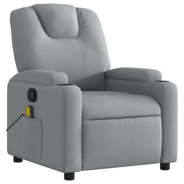 Massagefåtölj ljusgrå tyg