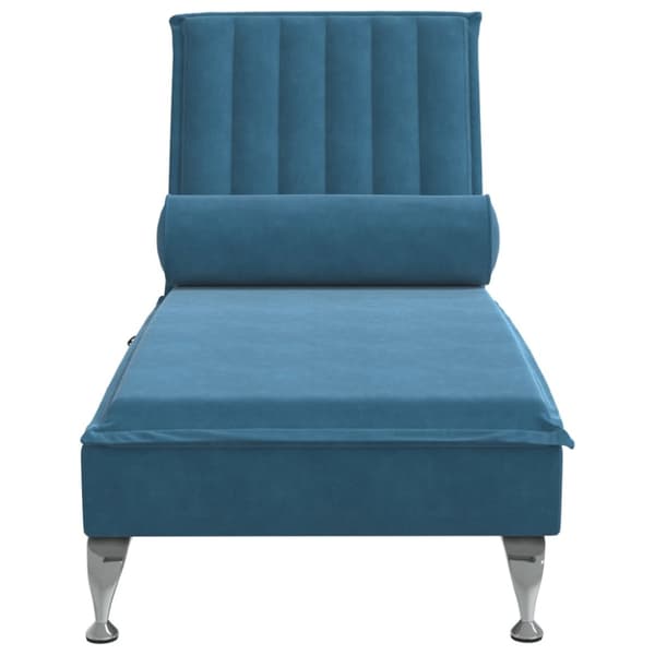 Massageschäslong med bolster blå sammet