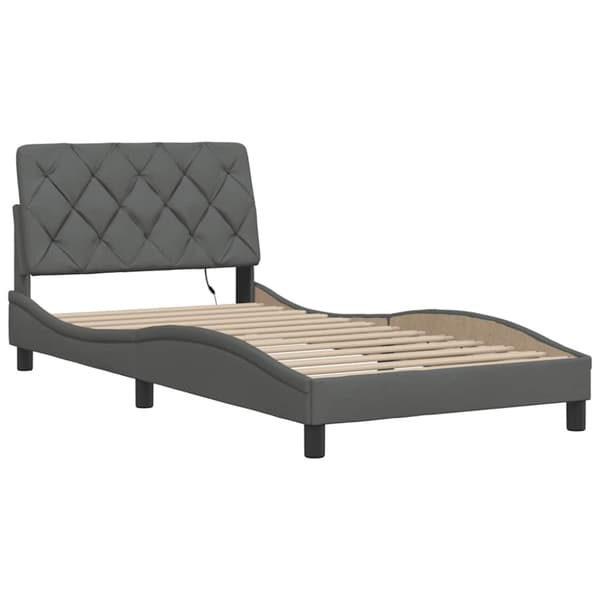 Bed Frame without Mattress Dark Grey 100x200 cm Fabric