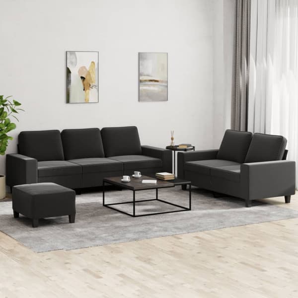Soffgrupp 3 delar svart tyg