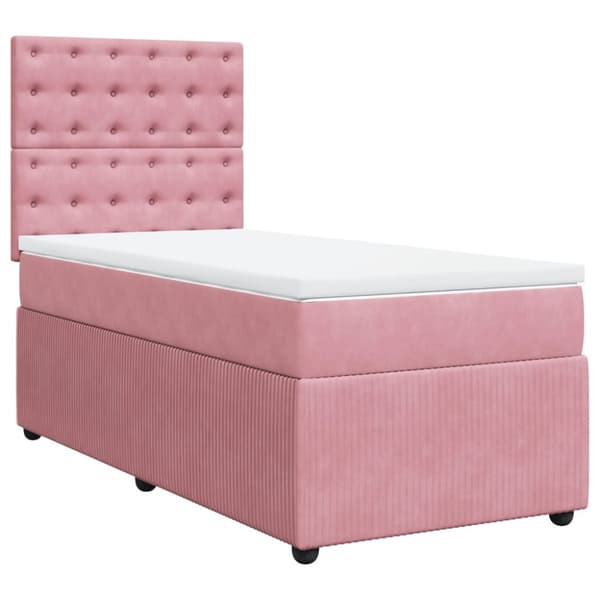 Ramsäng med madrass rosa 80x200 cm sammet