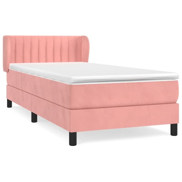 Ramsäng med madrass rosa 80x200 cm sammet