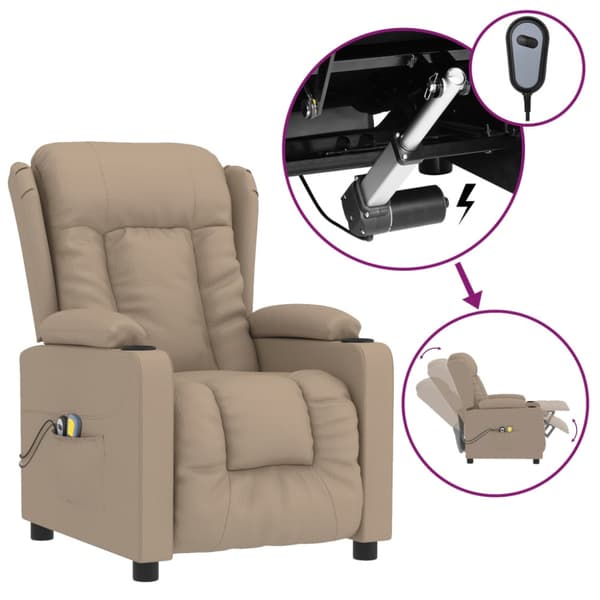 Elektrisk massagefåtölj cappuccino konstläder