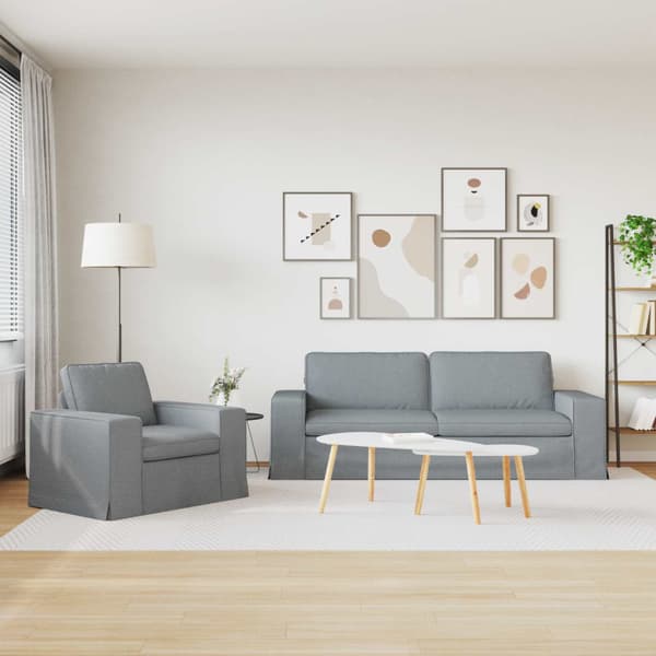Soffset 2 pcs Ljusgrå 182 x 80 x 82 cm tyg