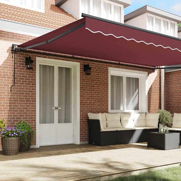 Markisram Vinröd 500 × 300 cm Polyester med PU-beläggning