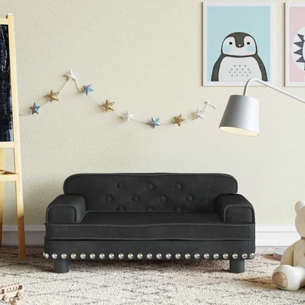 Barnsoffa svart 70x45x30 cm sammet