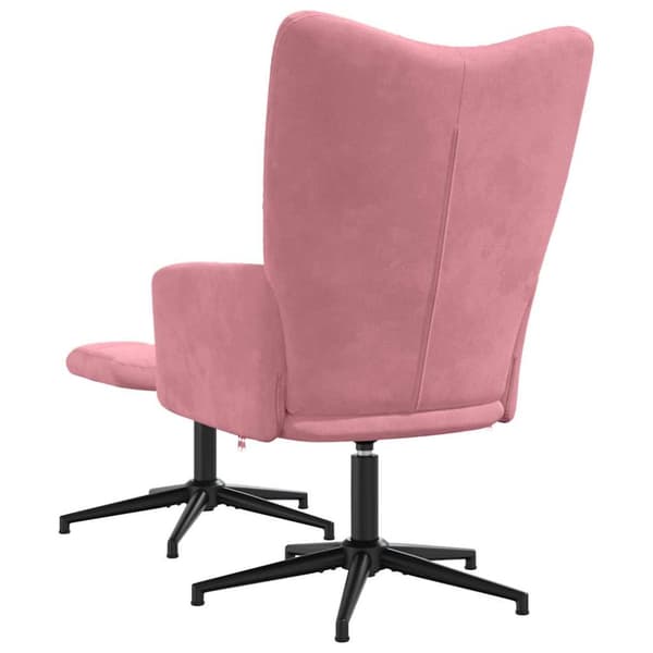 Vilstol med fotpall rosa sammet