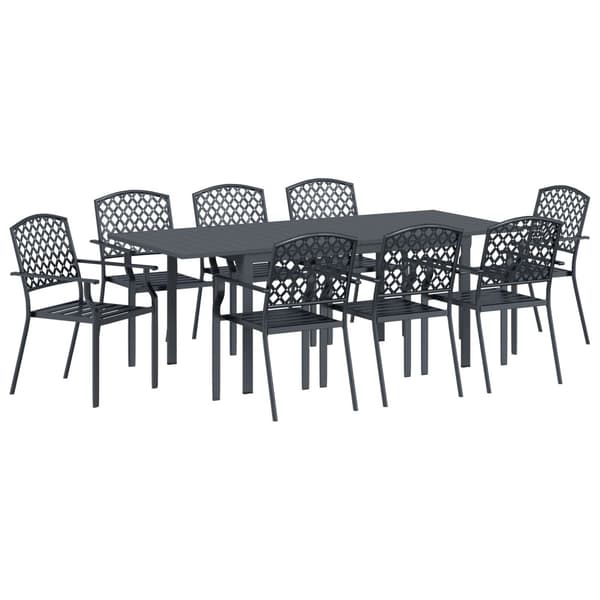 Trädgårdsmöbelset 9 pcs Antracit Stål