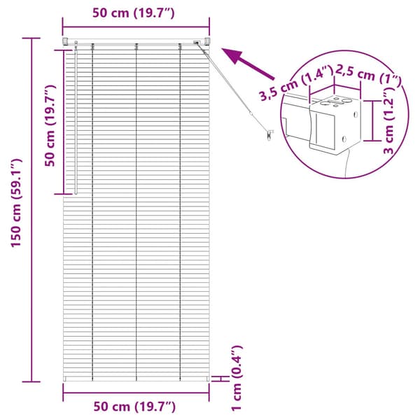 Persienn Vit 150 x 50 cm PVC