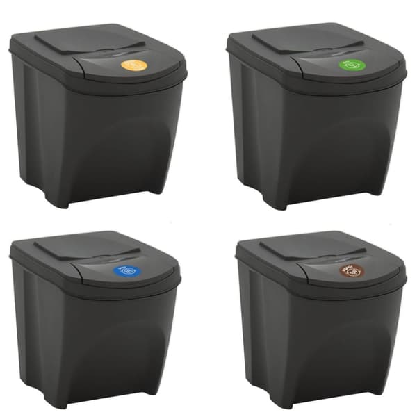 Stapelbara soptunnor 4 st grå 100 L polypropen