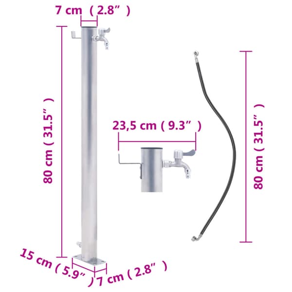 Vattenpost 80 cm rostfritt stål rund