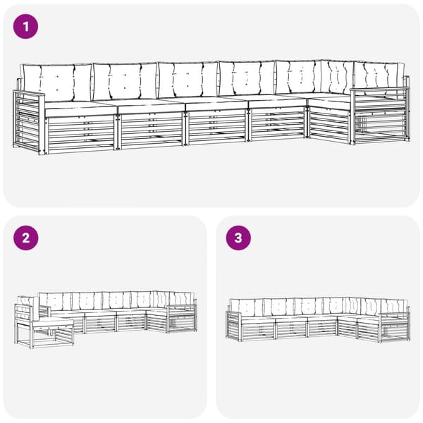 Utomhussoffset med kudde 6 pcs Vit och grädde Polyester