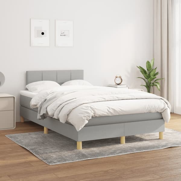 Ramsäng med madrass ljusgrå 120x190 cm tyg